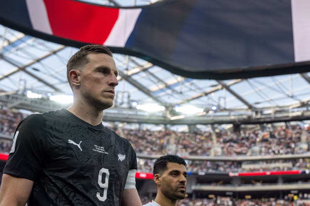 Chris Wood of New Zealand during the FIFA World Cup 2026 Group G match between IR Iran and New Zealand