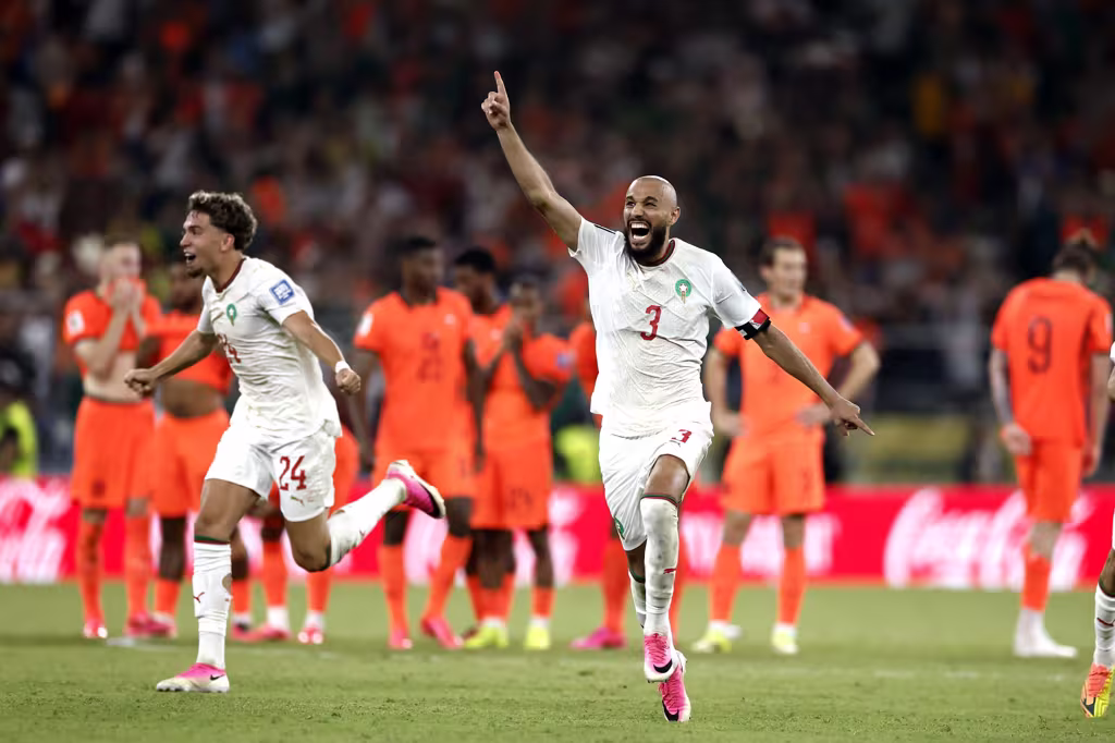 Mazraoui celebrates Morocco s win over the Netherlands