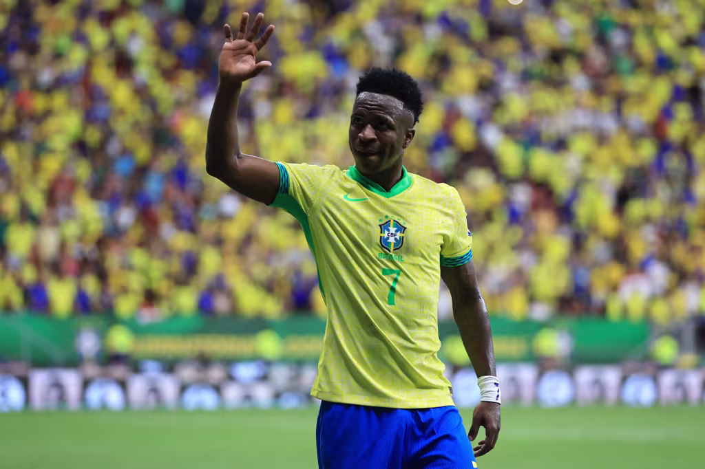 Vinicius Jr to the Brazilian fans during a victory against Colombia