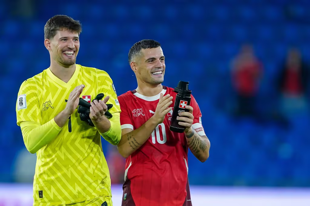 Switzerland s Gregor Kobel and Granit Xhaka
